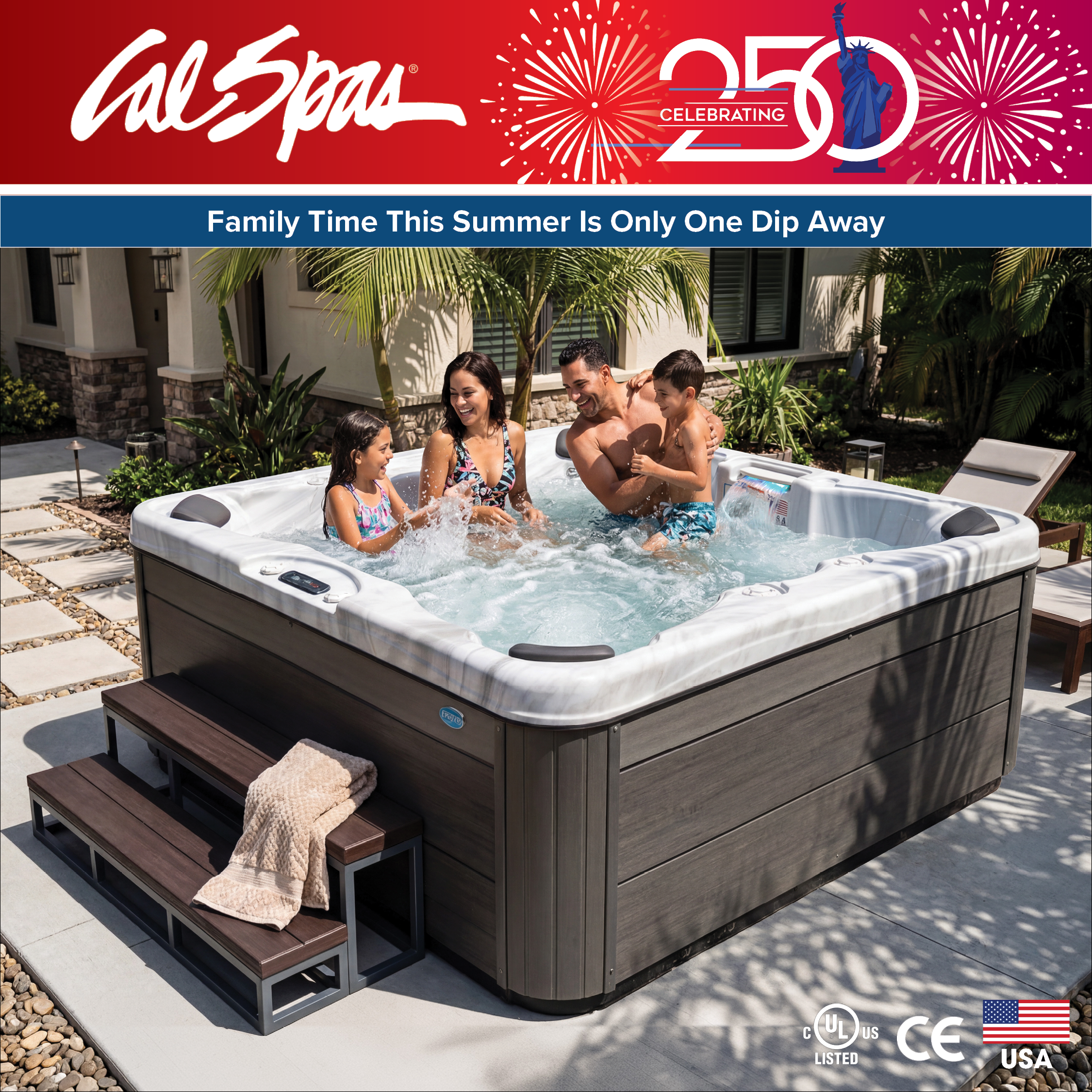 Calspas hot tub being used in a family setting - Hampshire